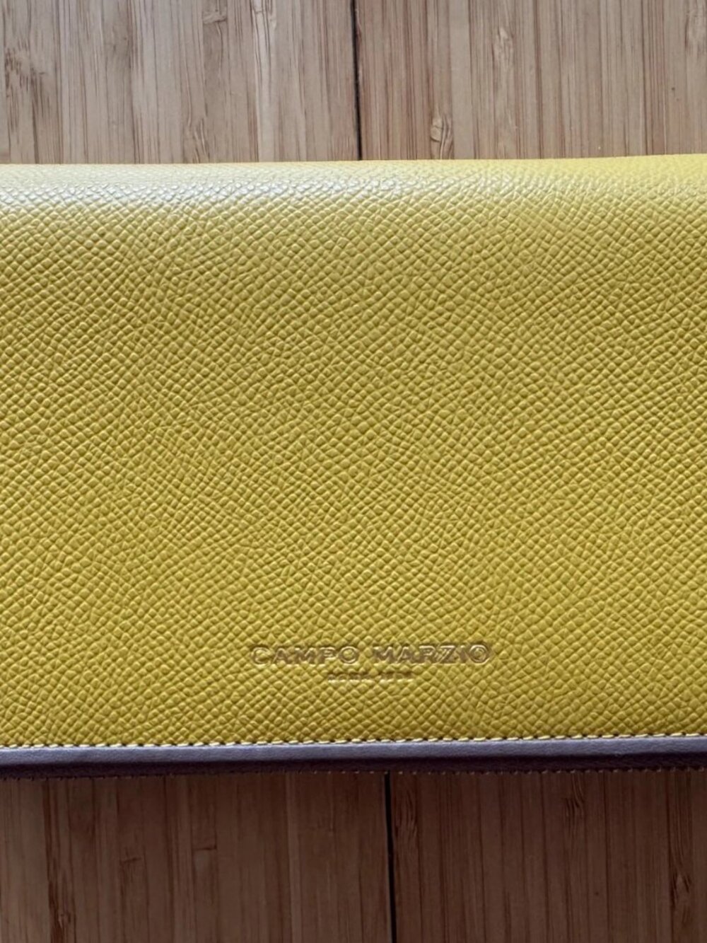 Campo Marzio Yellow Leather Wallet with Crossbody Strap